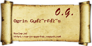 Ogrin Gyárfás névjegykártya